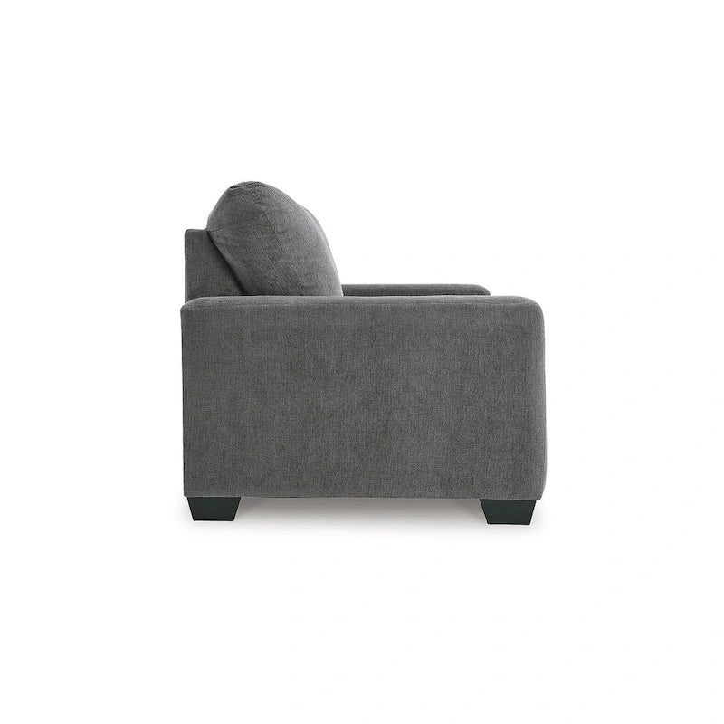 Canapé-lit double en polyester étain/bleu marine avec matelas en mousse à mémoire de forme intégré – 2 places