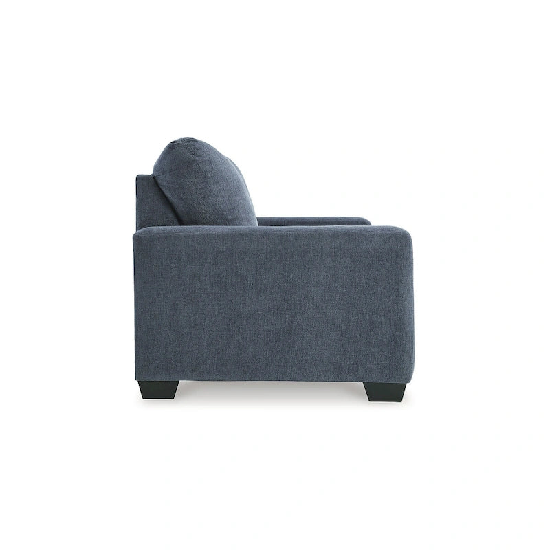 Canapé-lit double en polyester étain/bleu marine avec matelas en mousse à mémoire de forme intégré – 2 places