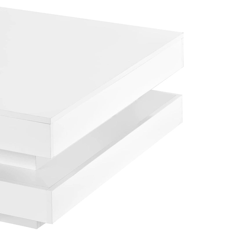 Table basse carrée à 2 niveaux blanc/noir laqué avec ruban LED 16 couleurs