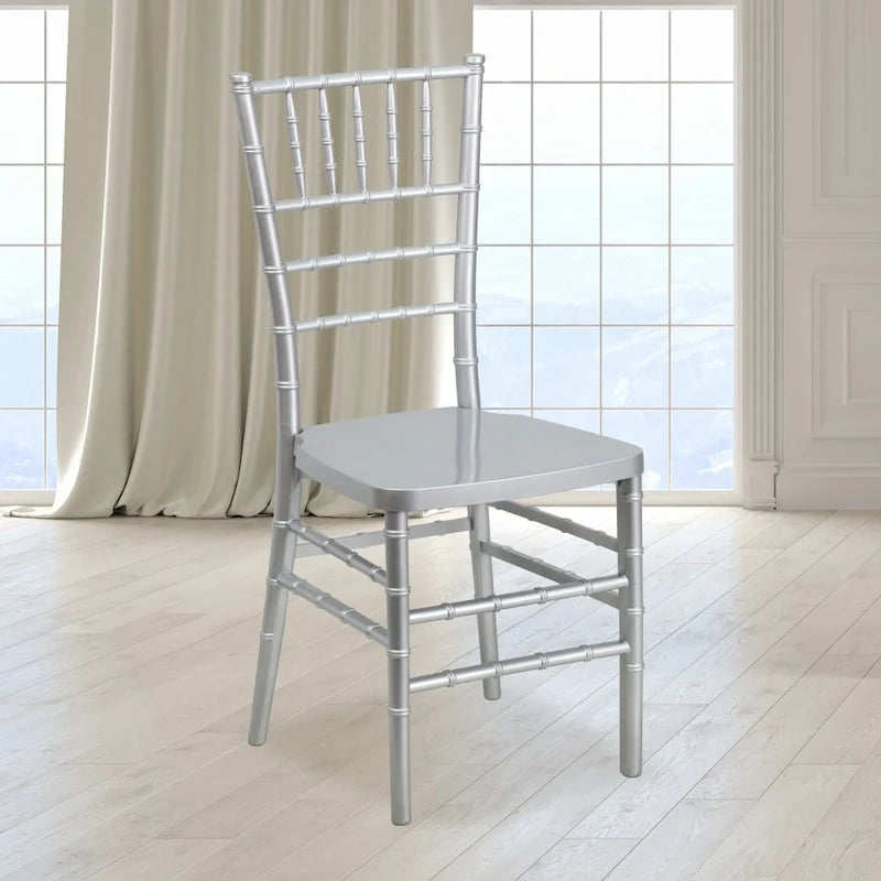 Chaise Chiavari empilable en résine acajou / argent / or / blanc / noir – 1 place