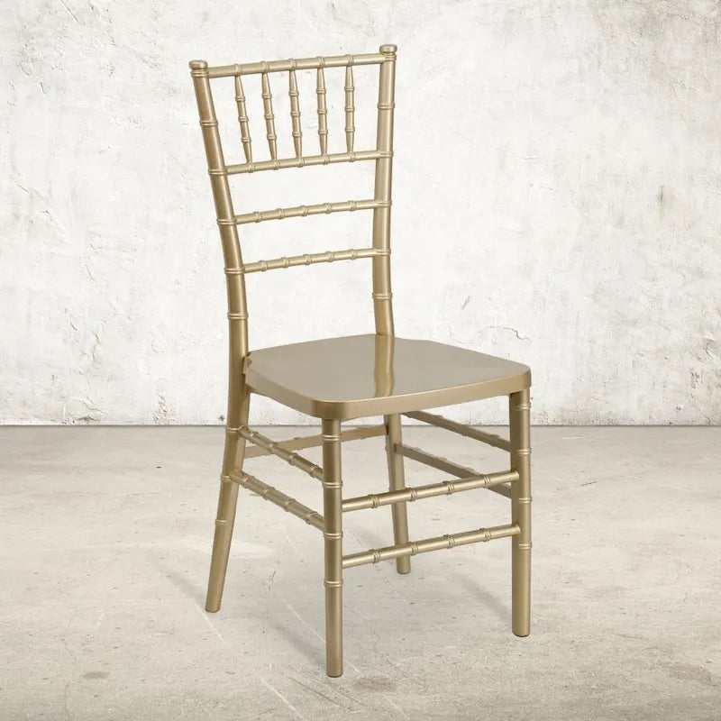 Chaise Chiavari empilable en résine acajou / argent / or / blanc / noir – 1 place