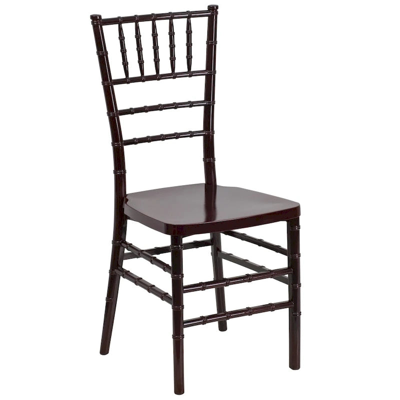 Chaise Chiavari empilable en résine acajou / argent / or / blanc / noir – 1 place