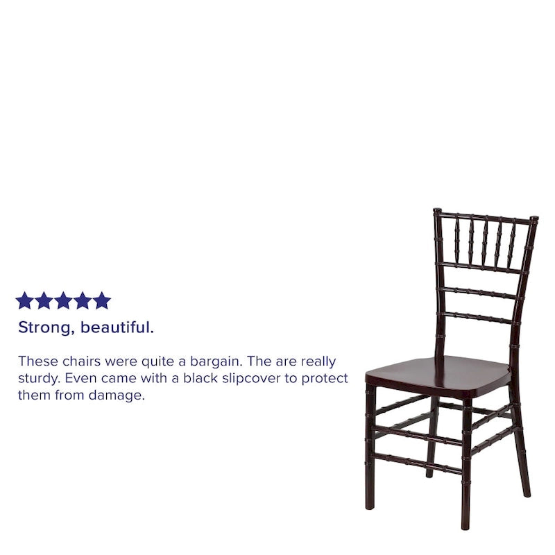 Chaise Chiavari empilable en résine acajou / argent / or / blanc / noir – 1 place