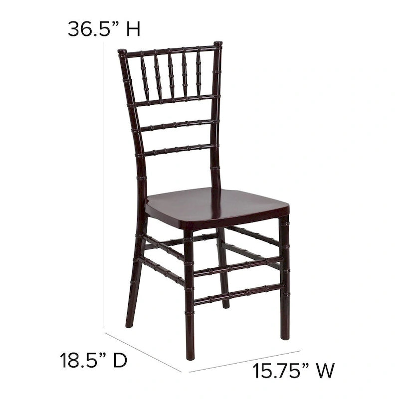 Chaise Chiavari empilable en résine acajou / argent / or / blanc / noir – 1 place