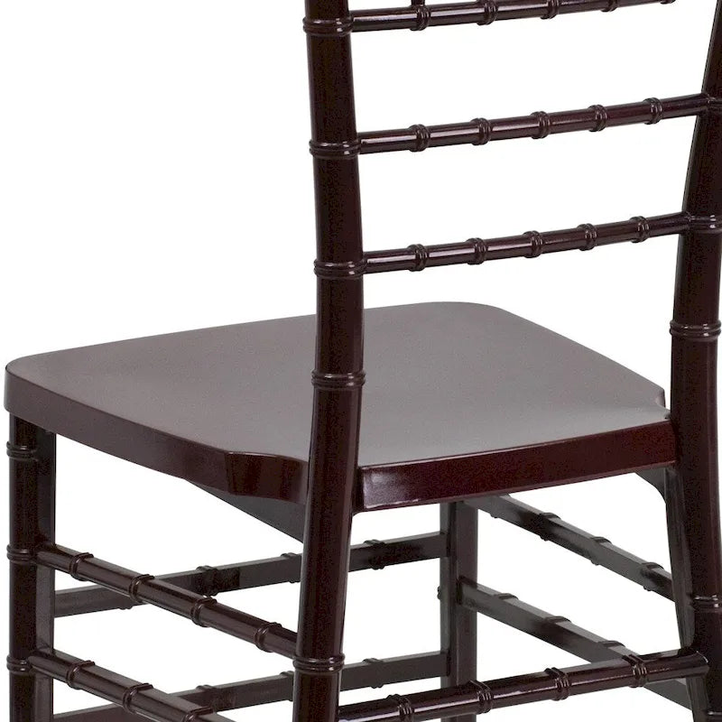 Chaise Chiavari empilable en résine acajou / argent / or / blanc / noir – 1 place