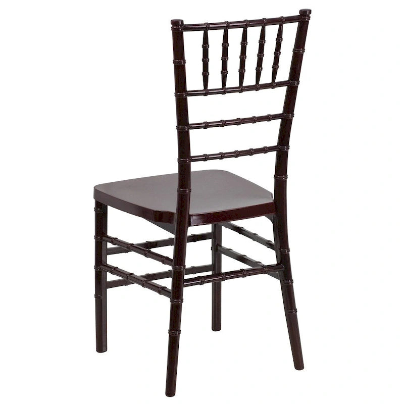 Chaise Chiavari empilable en résine acajou / argent / or / blanc / noir – 1 place