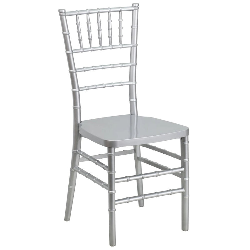 Chaise Chiavari empilable en résine acajou / argent / or / blanc / noir – 1 place