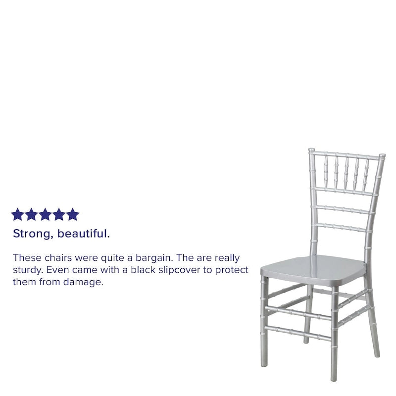 Chaise Chiavari empilable en résine acajou / argent / or / blanc / noir – 1 place