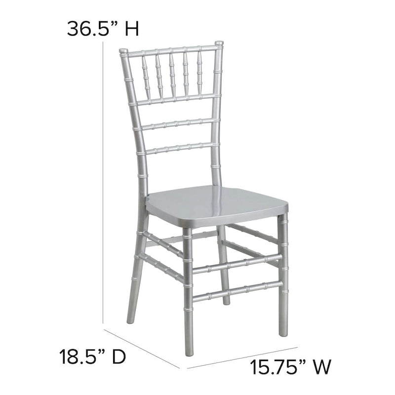Chaise Chiavari empilable en résine acajou / argent / or / blanc / noir – 1 place