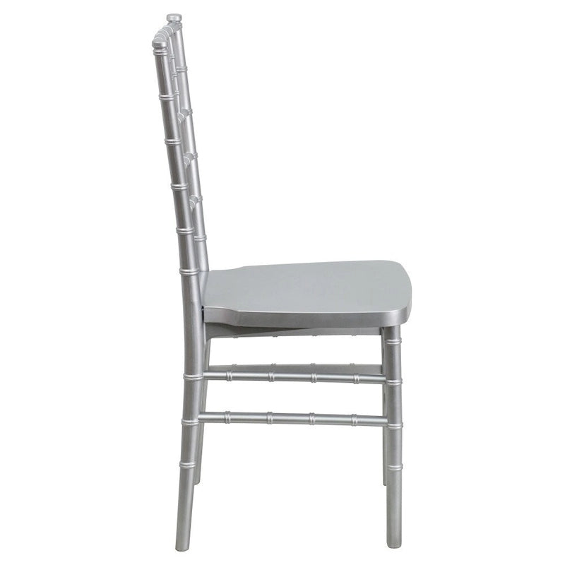 Chaise Chiavari empilable en résine acajou / argent / or / blanc / noir – 1 place