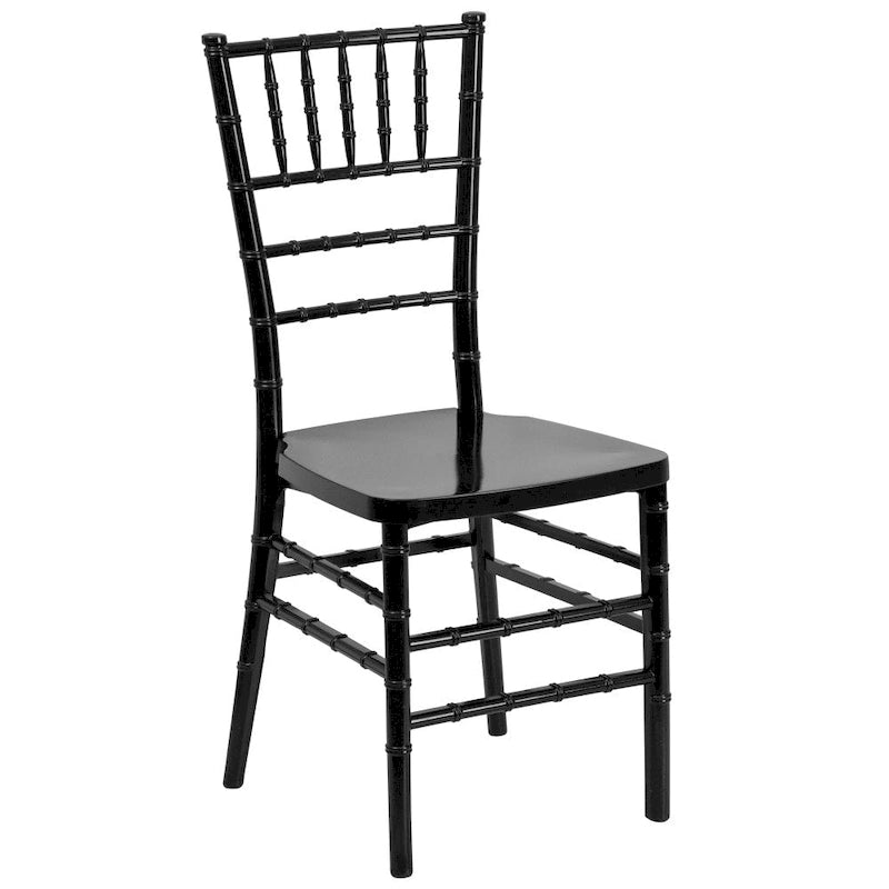 Chaise Chiavari empilable en résine acajou / argent / or / blanc / noir – 1 place