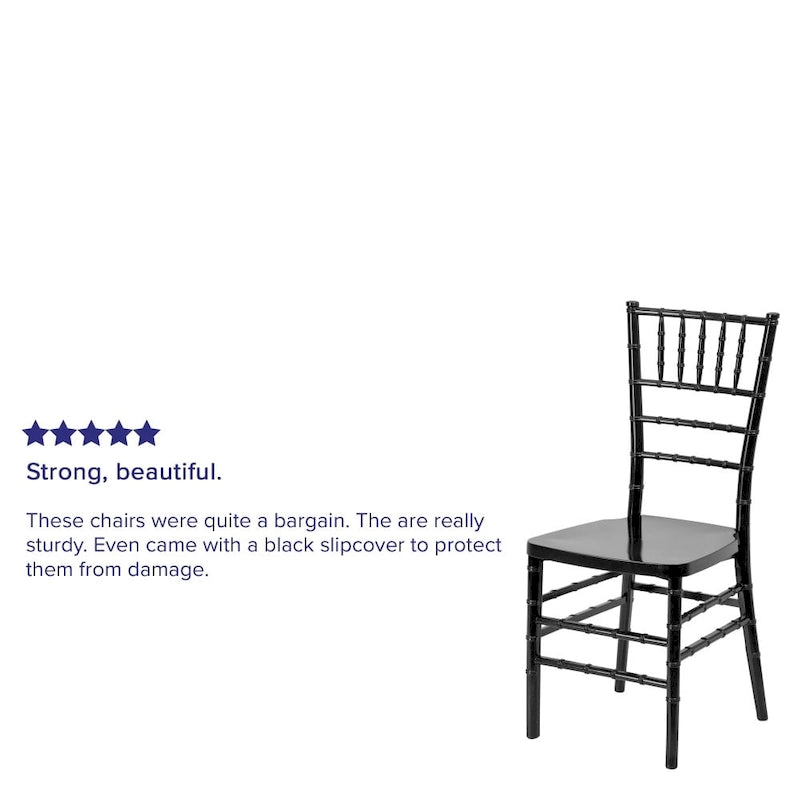 Chaise Chiavari empilable en résine acajou / argent / or / blanc / noir – 1 place