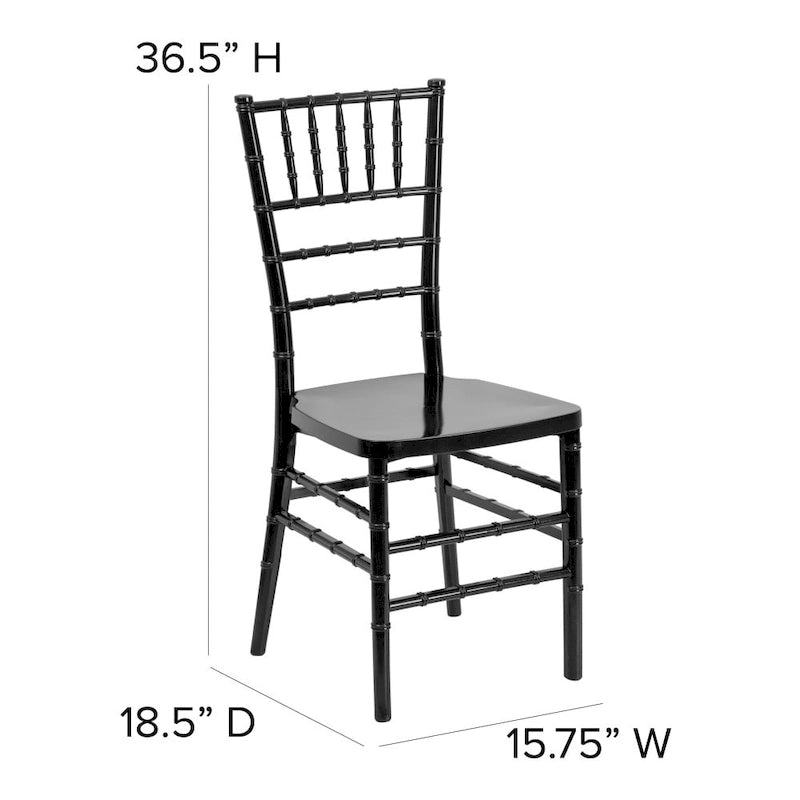 Chaise Chiavari empilable en résine acajou / argent / or / blanc / noir – 1 place