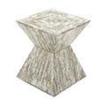 Table d'appoint sablier accent coquille nacre gris/beige – Faite à la main