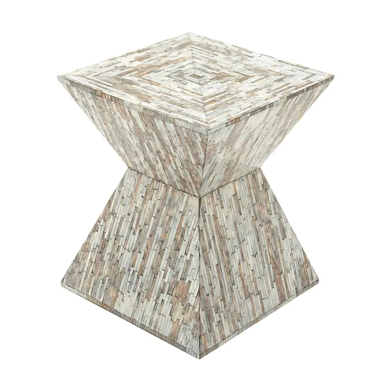 Table d'appoint sablier accent coquille nacre gris/beige – Faite à la main