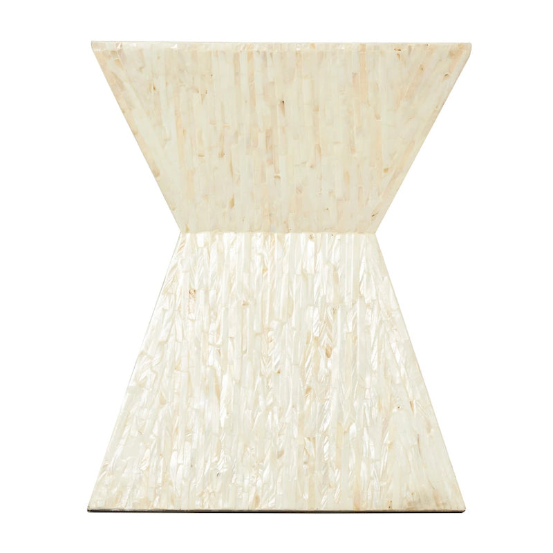 Table d'appoint sablier accent coquille nacre gris/beige – Faite à la main