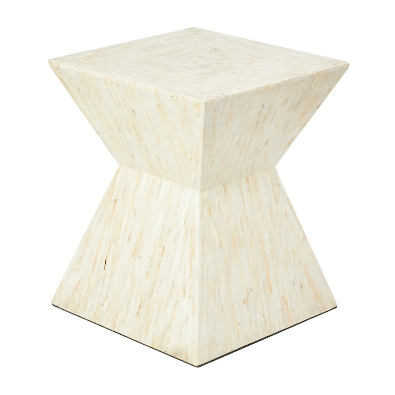 Table d'appoint sablier accent coquille nacre gris/beige – Faite à la main