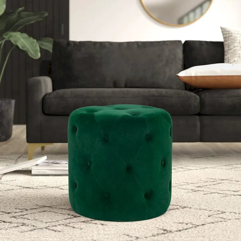 Poufs ronds capitonnés 1 place – Bleu / Vert / Gris / Rose