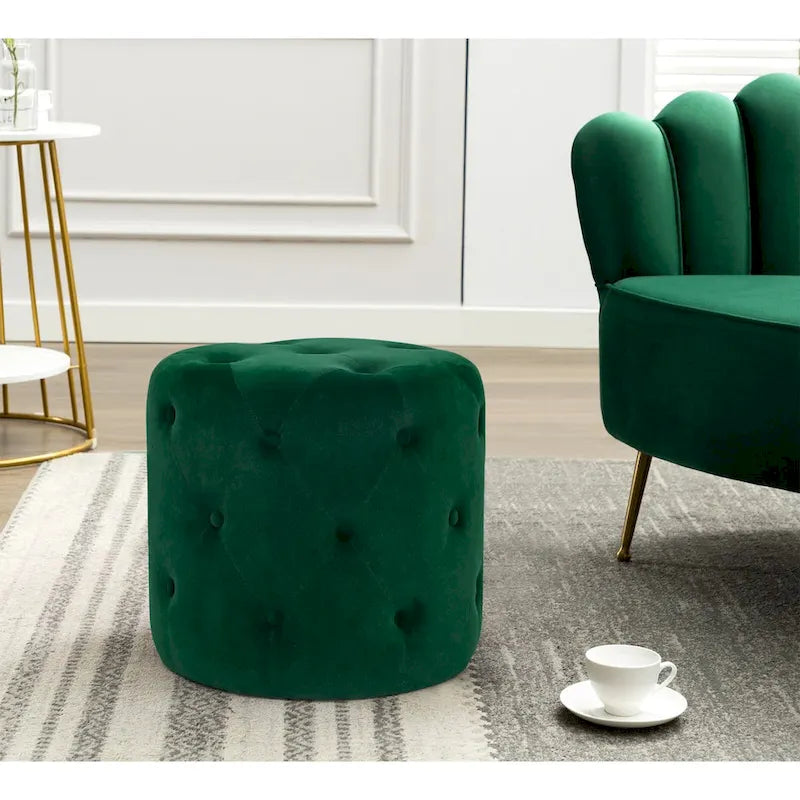Poufs ronds capitonnés 1 place – Bleu / Vert / Gris / Rose