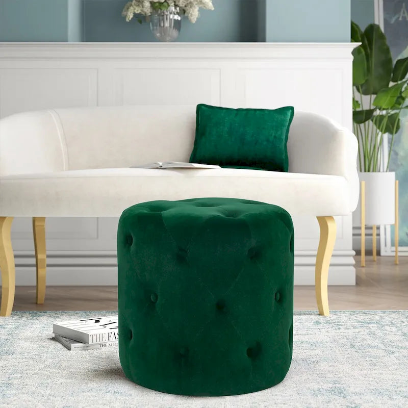 Poufs ronds capitonnés 1 place – Bleu / Vert / Gris / Rose