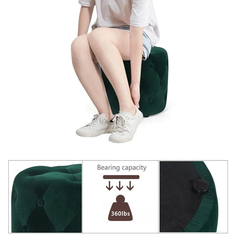 Poufs ronds capitonnés 1 place – Bleu / Vert / Gris / Rose