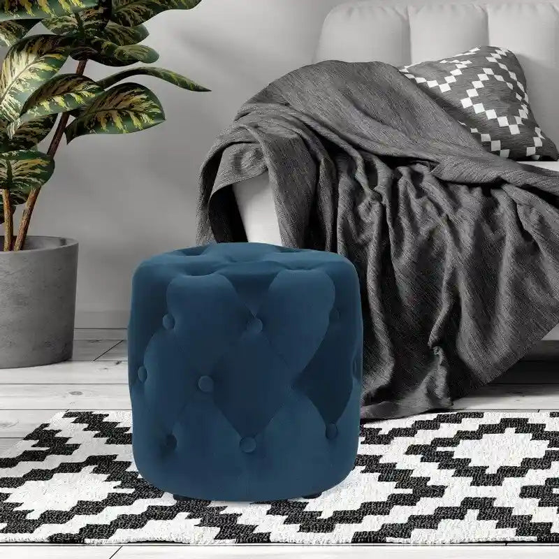 Poufs ronds capitonnés 1 place – Bleu / Vert / Gris / Rose