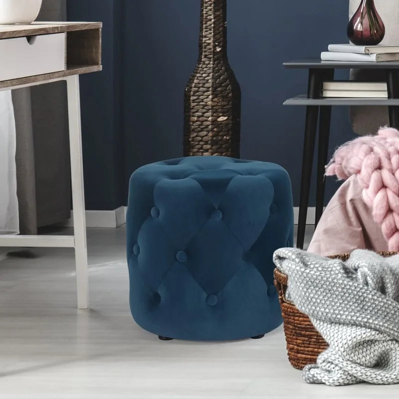 Poufs ronds capitonnés 1 place – Bleu / Vert / Gris / Rose