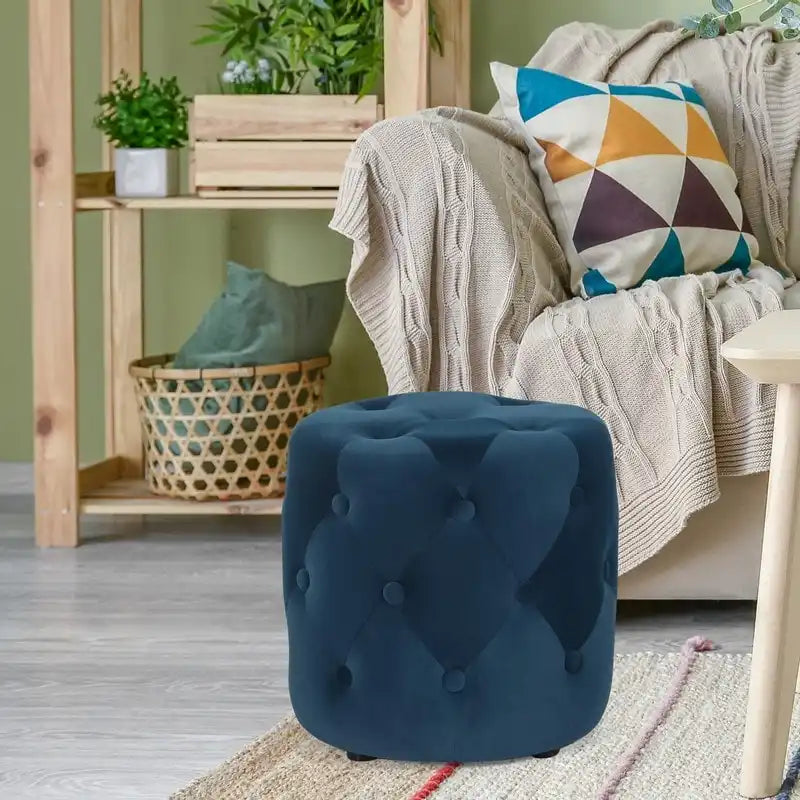 Poufs ronds capitonnés 1 place – Bleu / Vert / Gris / Rose
