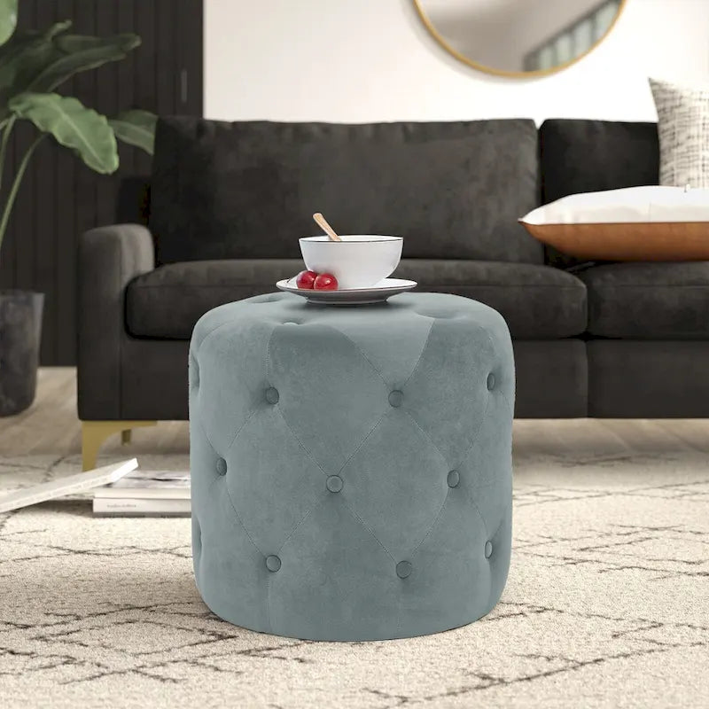 Poufs ronds capitonnés 1 place – Bleu / Vert / Gris / Rose