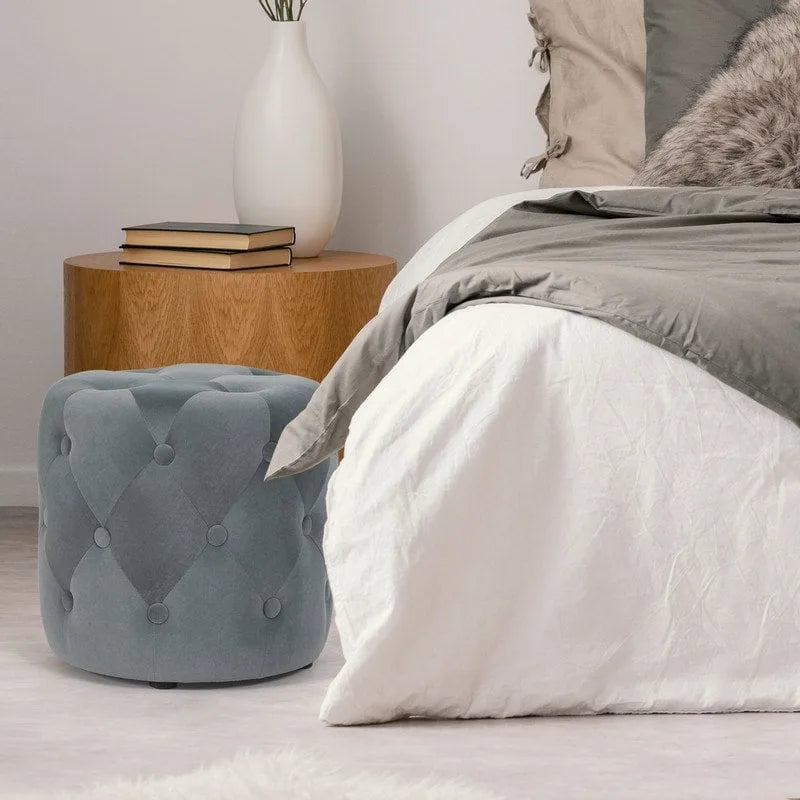 Poufs ronds capitonnés 1 place – Bleu / Vert / Gris / Rose