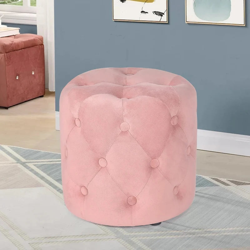 Poufs ronds capitonnés 1 place – Bleu / Vert / Gris / Rose