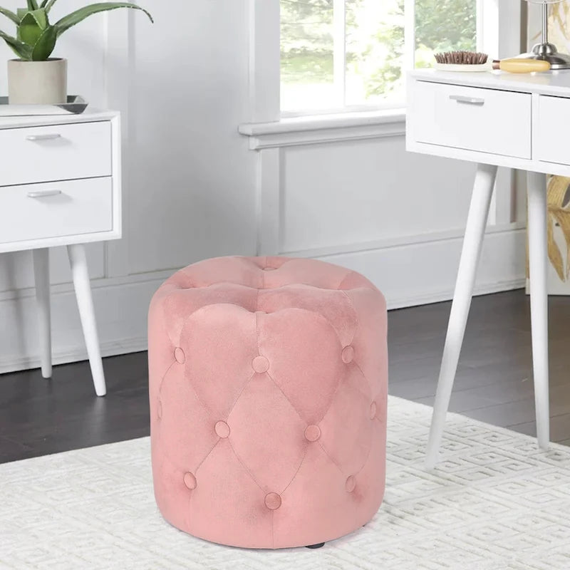 Poufs ronds capitonnés 1 place – Bleu / Vert / Gris / Rose