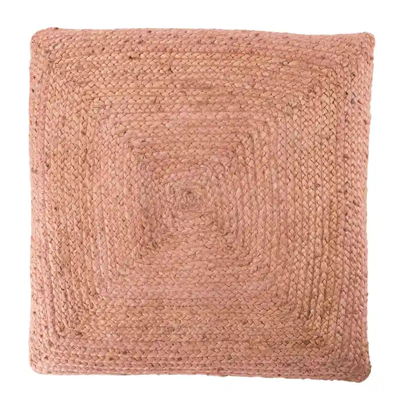 Pouf coussin de sol carré en jute tressé Gris / Bleu / Gris clair / Havane / Ivoire / Rose clair – 1 place