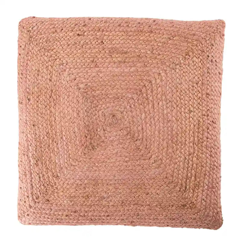 Pouf coussin de sol carré en jute tressé Gris / Bleu / Gris clair / Havane / Ivoire / Rose clair – 1 place