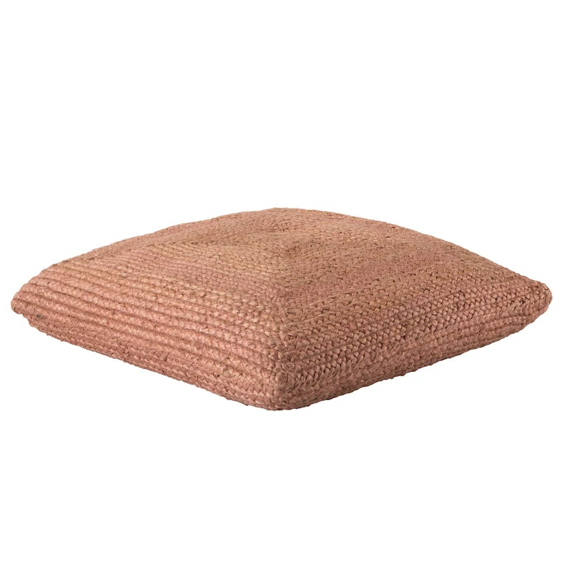 Pouf coussin de sol carré en jute tressé Gris / Bleu / Gris clair / Havane / Ivoire / Rose clair – 1 place