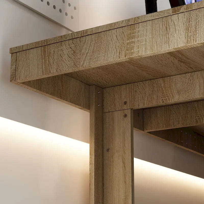 Grande table de conférence en chêne/noir avec piétement en bois – Jusqu'à 8 places assises