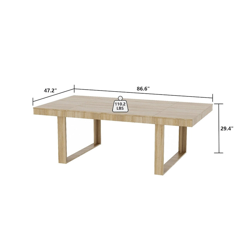 Grande table de conférence en chêne/noir avec piétement en bois – Jusqu'à 8 places assises