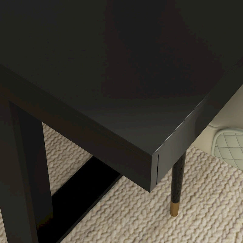 Grande table de conférence en chêne/noir avec piétement en bois – Jusqu'à 8 places assises