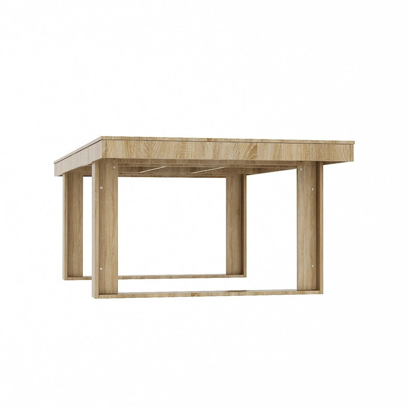 Grande table de conférence en chêne/noir avec piétement en bois – Jusqu'à 8 places assises