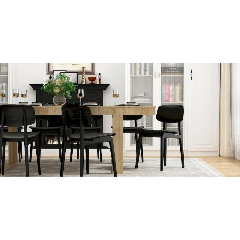 Grande table de conférence en chêne/noir avec piétement en bois – Jusqu'à 8 places assises