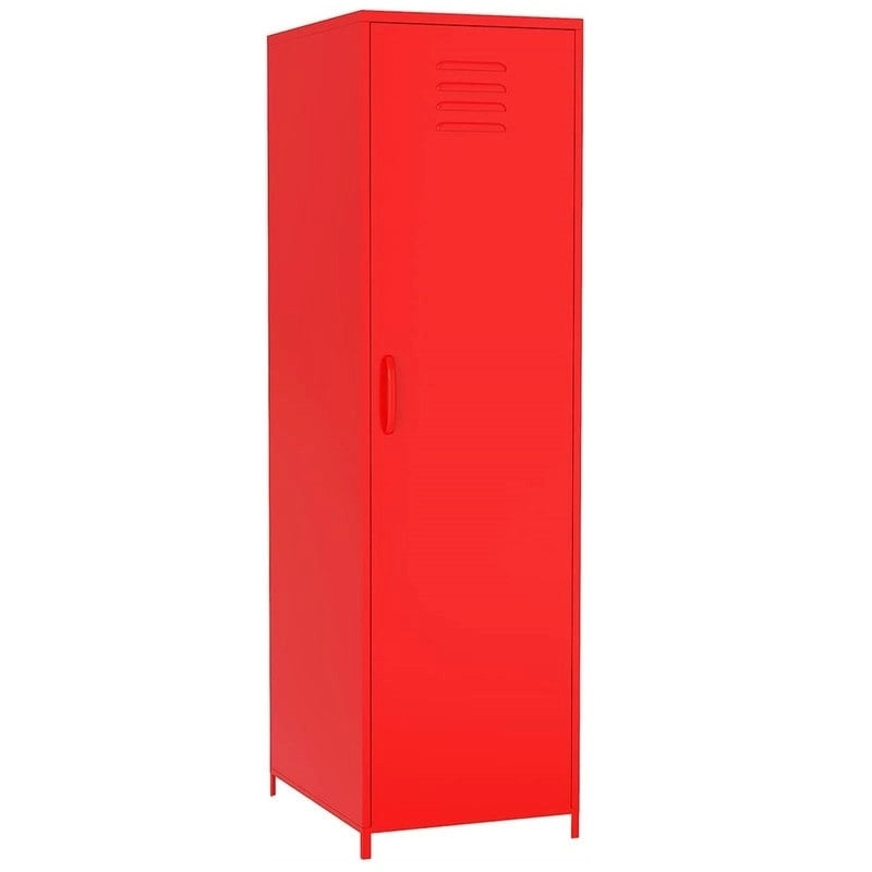 Armoire vestiaire en acier pour enfants, blanc/rouge/bleu/jaune, avec tringle, étagères et portes ventilées