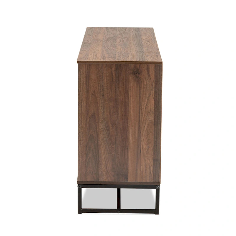 Vaisselier/buffet moderne 3 portes noyer et noir avec piètement en métal – 1 pièce