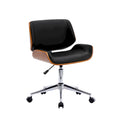 Chaise de bureau pivotante mi-siècle en similicuir noir/blanc/marron avec hauteur réglable et roulettes