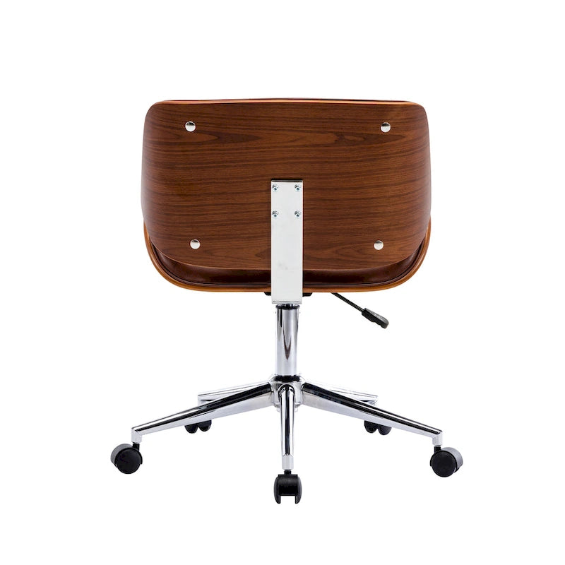 Chaise de bureau pivotante mi-siècle en similicuir noir/blanc/marron avec hauteur réglable et roulettes