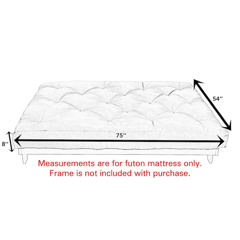 Matelas futon japonais touffeté grand format 8 pouces multicolore – Certifié CertiPUR-US (matelas seulement)