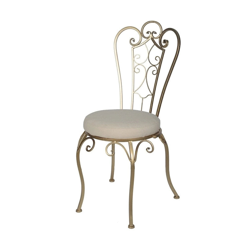 Chaise d'appoint pliante chic et vieillie dorée avec cadre en métal et bois – 1 place