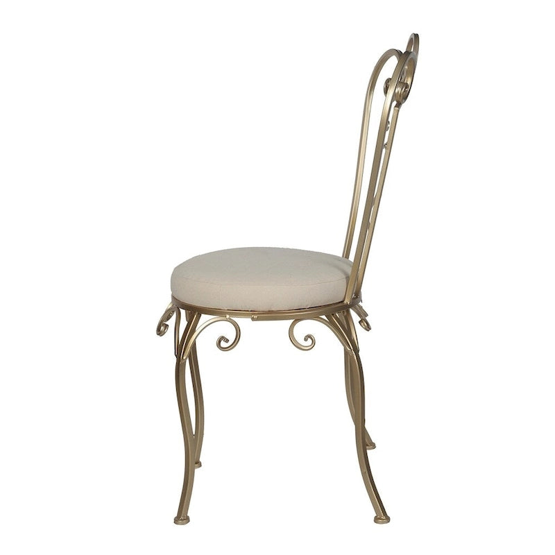 Chaise d'appoint pliante chic et vieillie dorée avec cadre en métal et bois – 1 place