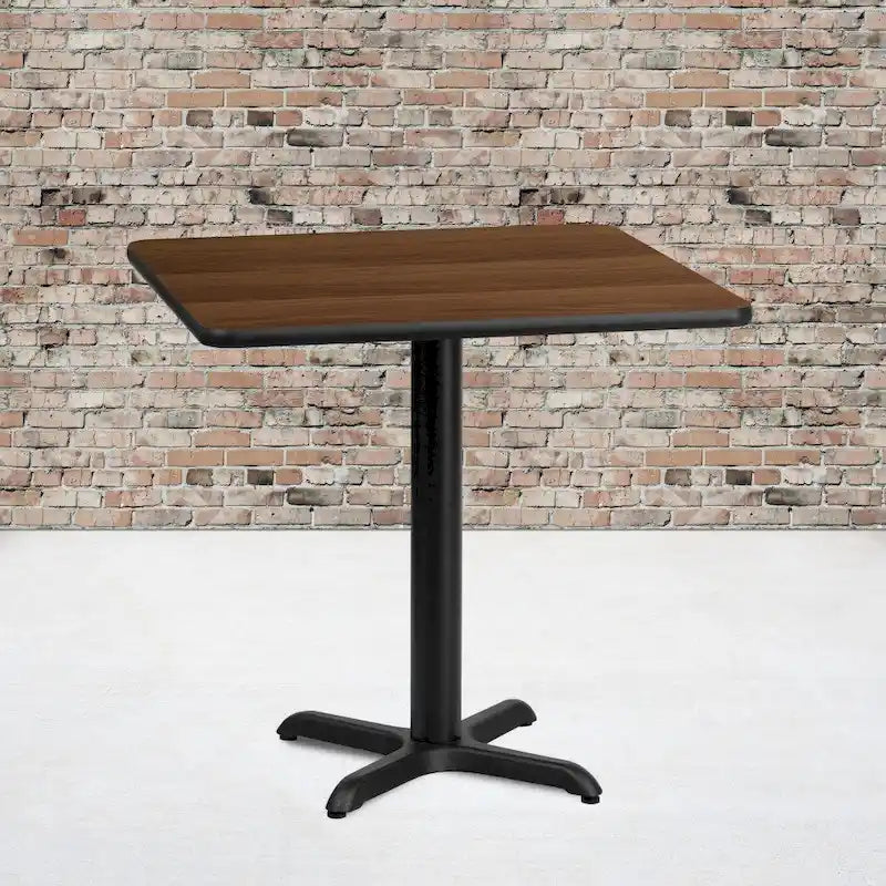 Table à manger carrée à plateau laminé avec piètement en X – Noyer / Noir / Acajou / Naturel – 2 places