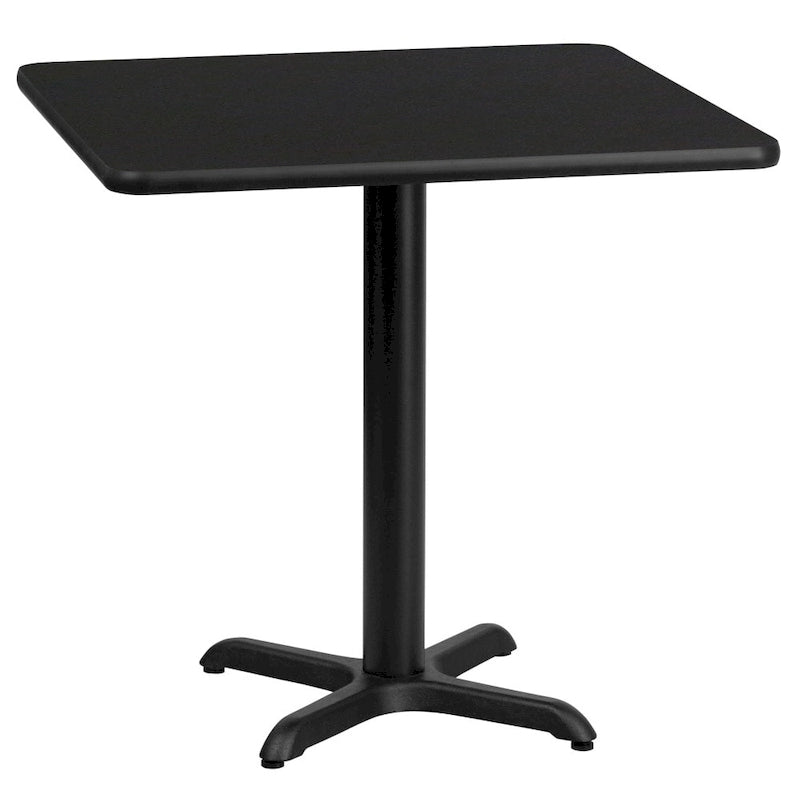 Table à manger carrée à plateau laminé avec piètement en X – Noyer / Noir / Acajou / Naturel – 2 places