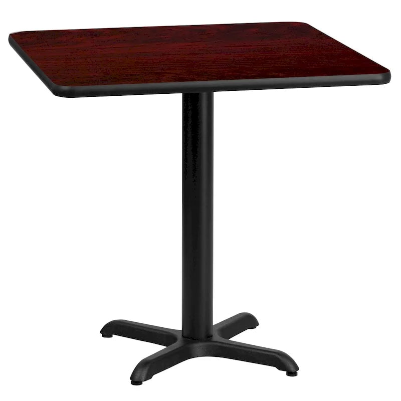 Table à manger carrée à plateau laminé avec piètement en X – Noyer / Noir / Acajou / Naturel – 2 places